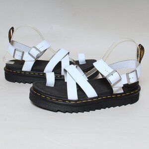 Womens Dr Matens Sandals Size 10 Avry Hydro Toe Loop White Leather Platform